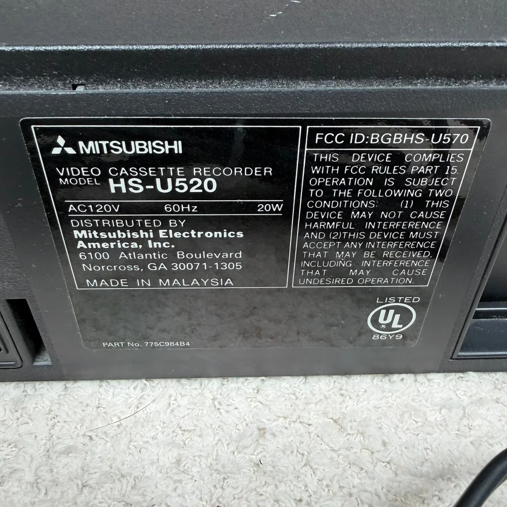Mitsubishi HS-U520 VHS Hi-Fi Stereo Video Cassette Recorder VCR Tested No Remote